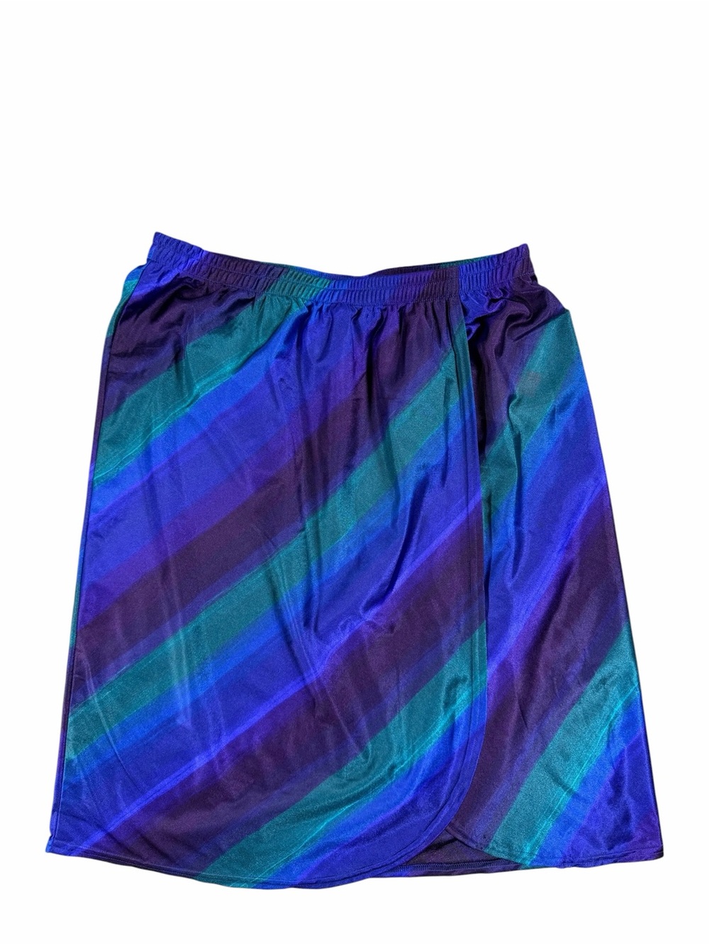 JANTZEN CLASSICS Swim Vintage Blue & Teal Diagonal Stripe Athletic / Swim Skirt - Picture 3 of 11
